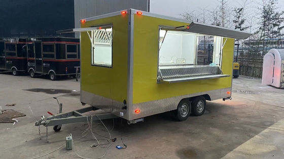 저렴한 거리 BBQ 음식 색상 값싼 음식 밴 트레일러 핫도그 햄버거 피자 음식 트럭