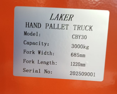 3톤의 수동 팔레트 트럭, 3000kg의 창고 물자 취급을 위한 두 배 나일론 바퀴